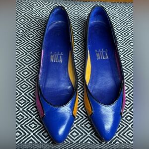 Women's Vintage Multicolor Leather Flats from Moda Mila, size 7